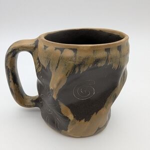 Mara Mexico Coffee Mug Rock Art Sunburst Southwestern Brown Stoneware 20 oz Cup